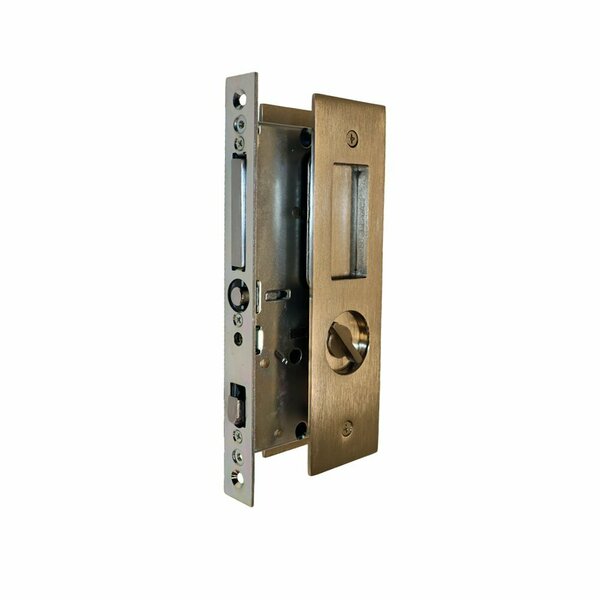 Emtek Narrow Modern Rectangular Privacy Pocket Door Mortise Lock for 1-3/8 in Door Satin Nickel Finish 2155US15138